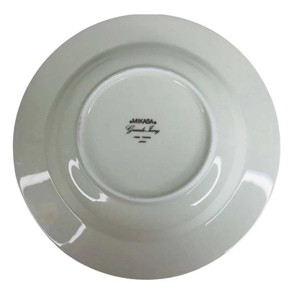 5‎ Mikasa Grande Ivory Tropez Rim Soup Bowls L5504 Japan 8 1/2” VTG Gray Floral